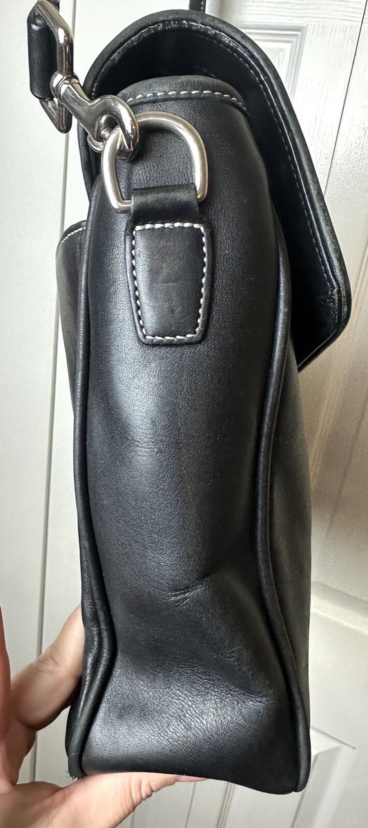 COACH Morgan Messenger Bag Black Leather Briefcase Travel Laptop