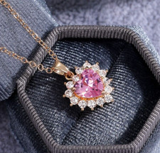 Rose Gold Plated Beautiful Necklace for Her 2.4Ct Simulated Heart Shape Pendant