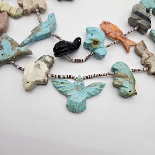 Vintage Navajo Effigy Animal Necklace 2 Strands, 37 Figures Turquoise, More - Picture 4 of 13