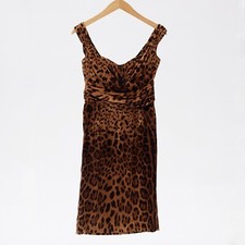 Dolce & Gabbana DG Leopard Print Sleeveless Silk Dress Size M