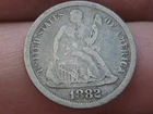 1882 P Seated Liberty Silver Dime- Philadelphia, VG/Fine Details