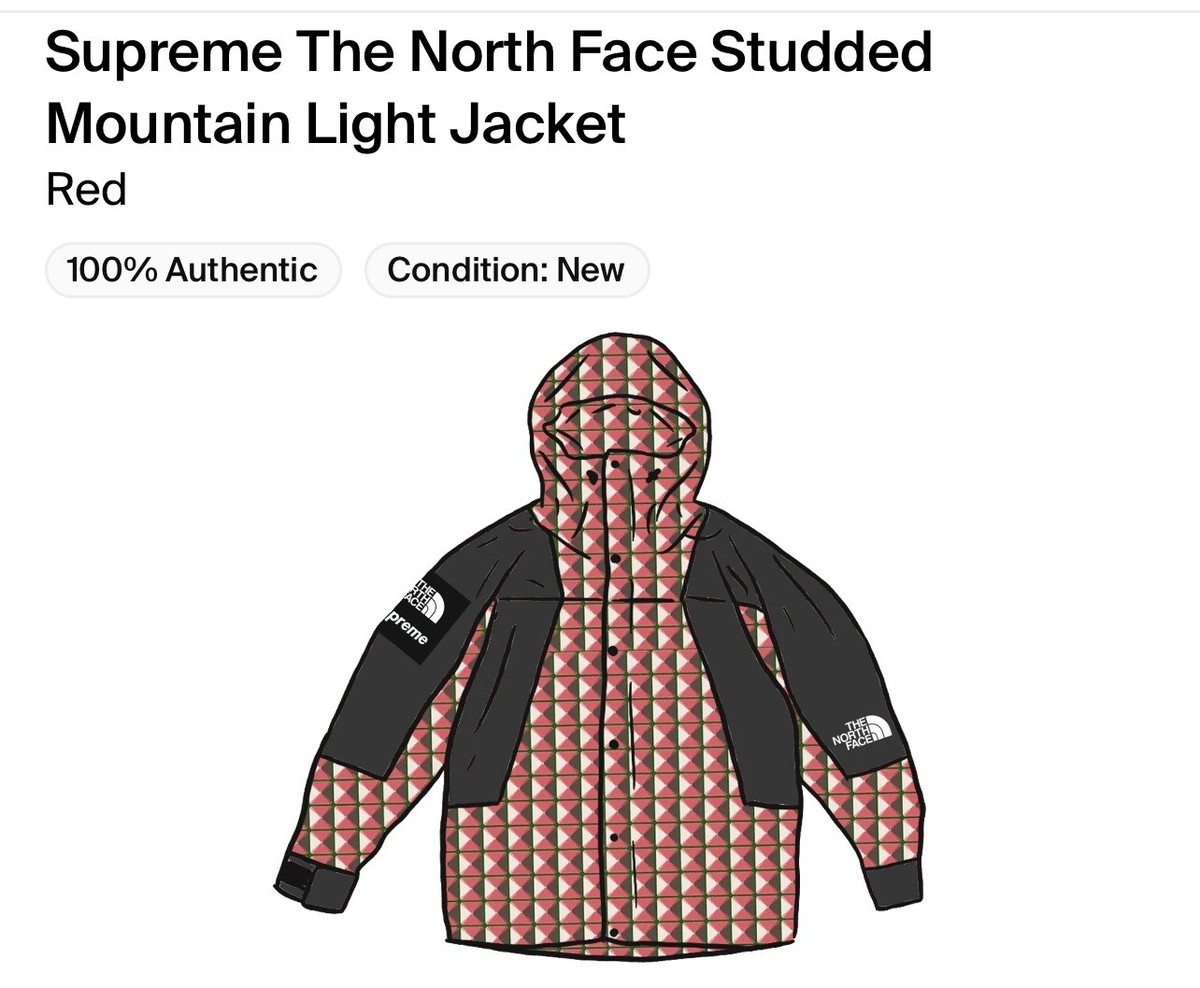 Supreme x The North Face TNF Studded Mountain Light Jacket Supreme x The North Face TNF Studded Mountain Light Jacket