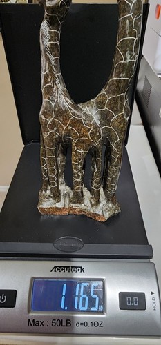 African Giraffe Serpentine Stone, Ghana Rustic Art Sculpture about 9" Tall - Picture 9 of 9