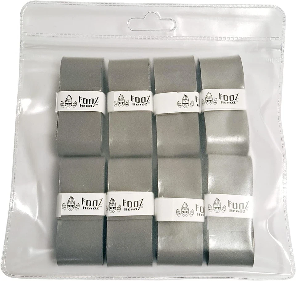 Fooz Headz Pro Foosball Table Handle Wraps. Tournament Quality. 8-Pack: Gray