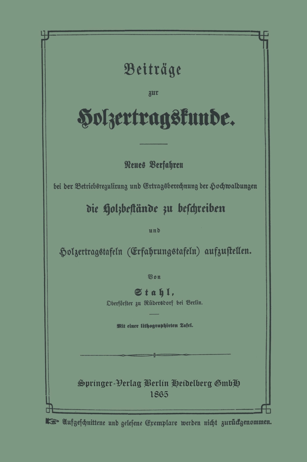 Thumbnail - Beiträge Zur Holzertragskunde | Buch | 9783662408209