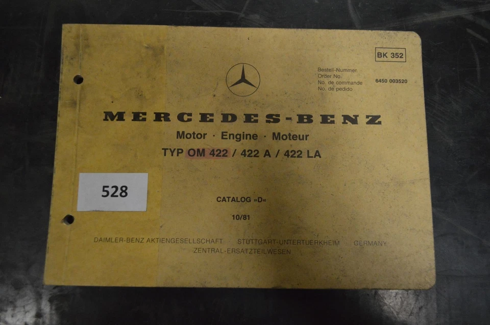 B528 Mercedes Benz - CATALOG >>D<< 10/81 Motor OM 422 - Bild 1 von 1