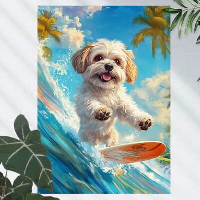Shih Tzu Hund beim Surfen Poster Schöne Wanddeko Dekoration