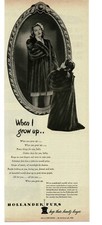1945 Hollander Furs Fur Coat little girl plays grown-up WWII Vintage Print Ad