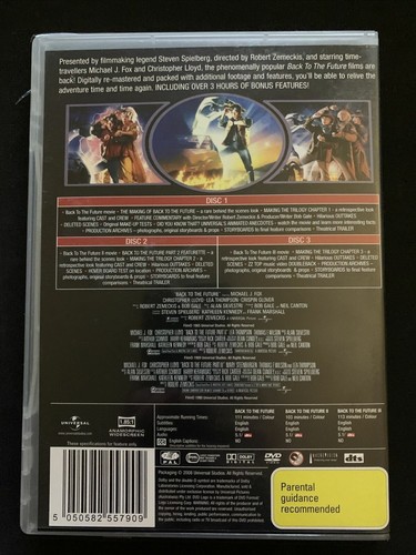 Back To The Future 1,2,3 - The Trilogy (DVD, 3-Disc Set) Michael J. Fox. Region4 - Picture 2 of 4
