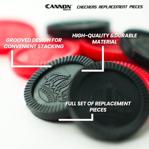 Cannon Sports Checkers Replacement Pieces, Color Black And Red - Picture 2 of 2