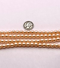 Peach Sherbet Glass Pearls 3mm, 4mm or 6mm 1 - Full Stand Czech Beads
