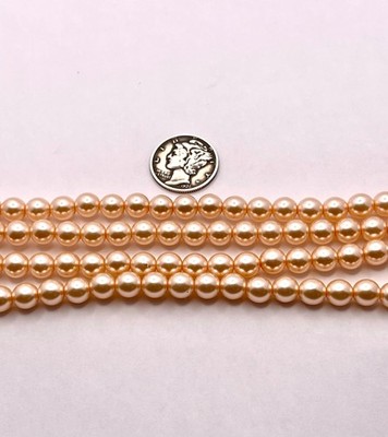 Peach Sherbet Glass Pearls (3mm, 4mm or 6mm) 1 - Full Stand Czech Beads