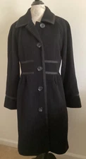 Oscar by Oscar de la Renta Women's Fitted Black Wool/Cashmere Coat Sz 14