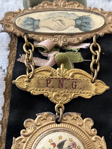Pin de cinta de metal Odd Fellows Rebekah’s Lodge #404 Chesanig Michigan Bee Hive 8” - Imagen 4 de 12