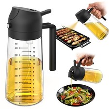 TrendPlain 16oz/470ml Glass Olive Oil Sprayer for Cooking 2 in 1 Olive Oil Dis