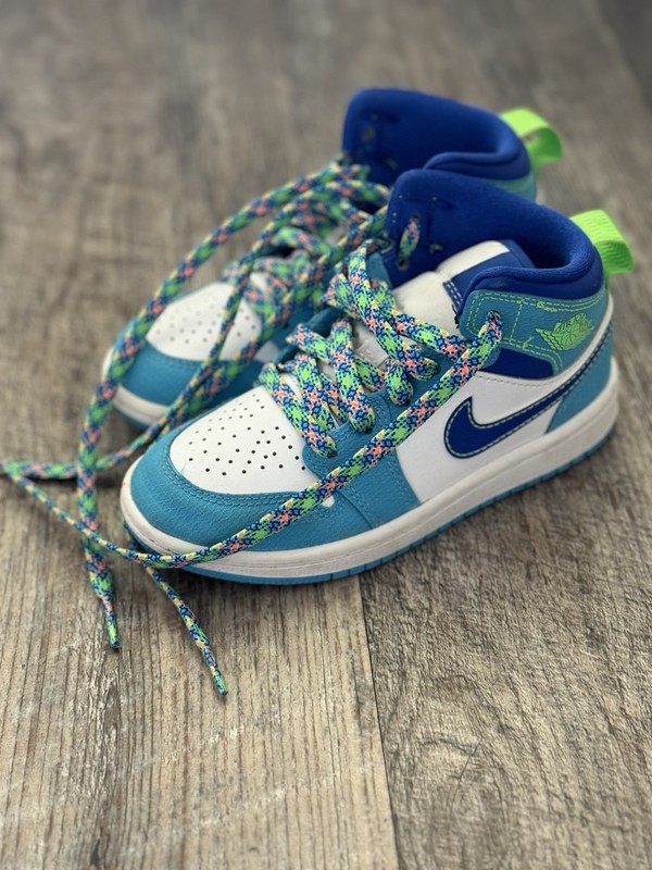 Nike Air Jordan 1 Mid SE TD White Blue Green DA8011-400 Toddler Size 11C
