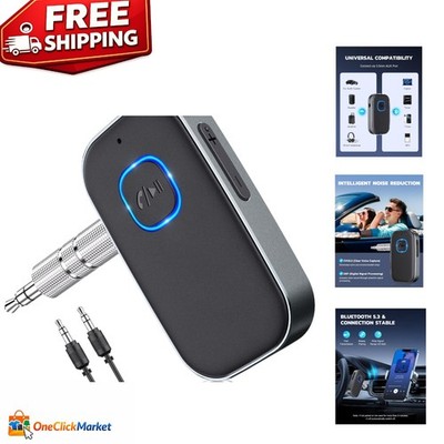 Compact Bluetooth 5.0 Receiver for Car & Home Audio - AUX, Noise Cancelling Tech
