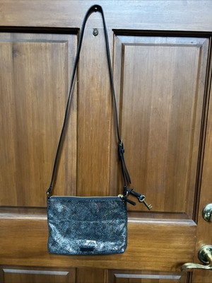 Fossil ZB7881  Fiona Silver Metallic Leather Crossbody Women's Handbag