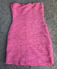 DEB Hot Pink Strapless Textured Bodycon Dress Juniors M Y2K Style USA Made