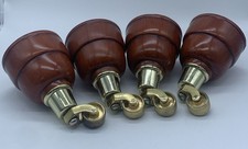 Lister Sofa Legs Feet Armchair plastic wood look & Brass Castors Sofa Chair X 4