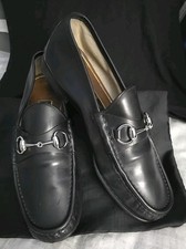 Men's GUCCI '1953 Horsebit' Black Leather Loafers Size 6
