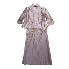 Alex Evenings Dress Set Womens 14P 2-Piece Jacket Maxi Mauve Metallic EUC