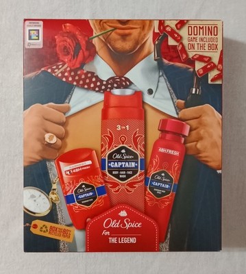 OLD SPICE CAPTAIN 3 IN 1 BODY-HAIR-FACE WASH DEODORANT STICK & SPRAY GIFT SET