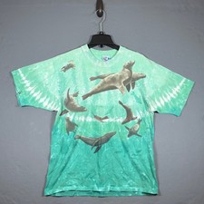 Vtg Liquid Blue 1996 Mens Large Tie Dye Shirt Seal Marine Life Double Sided 90s