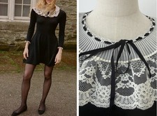 Women Doen Collared Lace Slim Fit Mini Dress Black