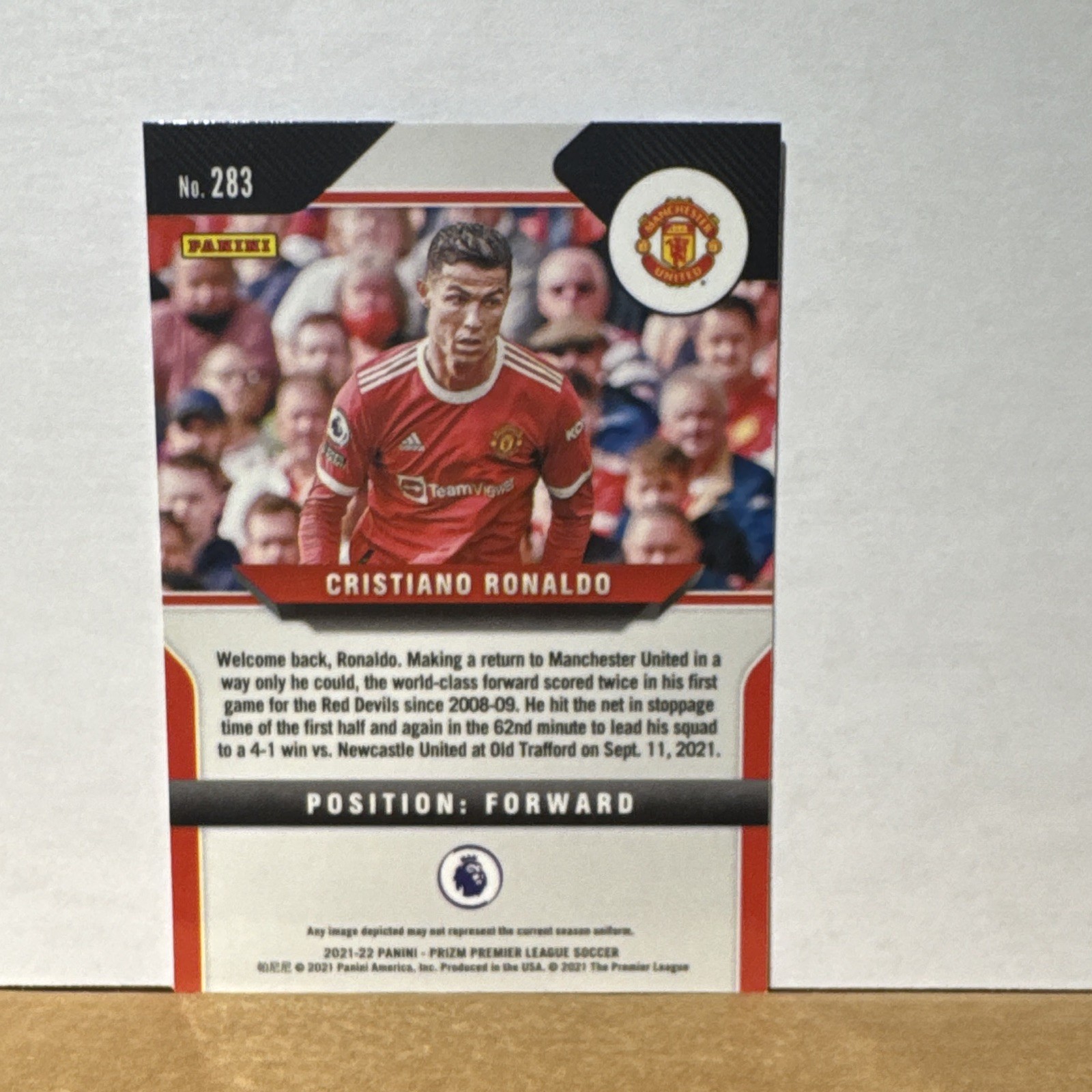 Panini Prizm Premier League 2021-22 Cristiano Ronaldo #283 Manchester United view 2