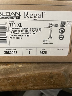Sloan Regal 1.6 GPF Closet Flush Valve 111XL Low Consumption Exposed Flushometer