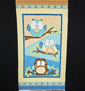 Who Me? Fabric Panel Owls In Tree Quilt Shop Quality 24" x 44" Vintage