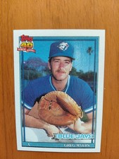 1991 Topps Greg Myers 1990 Stats Error, Non Glowback Variation Baseball Card.