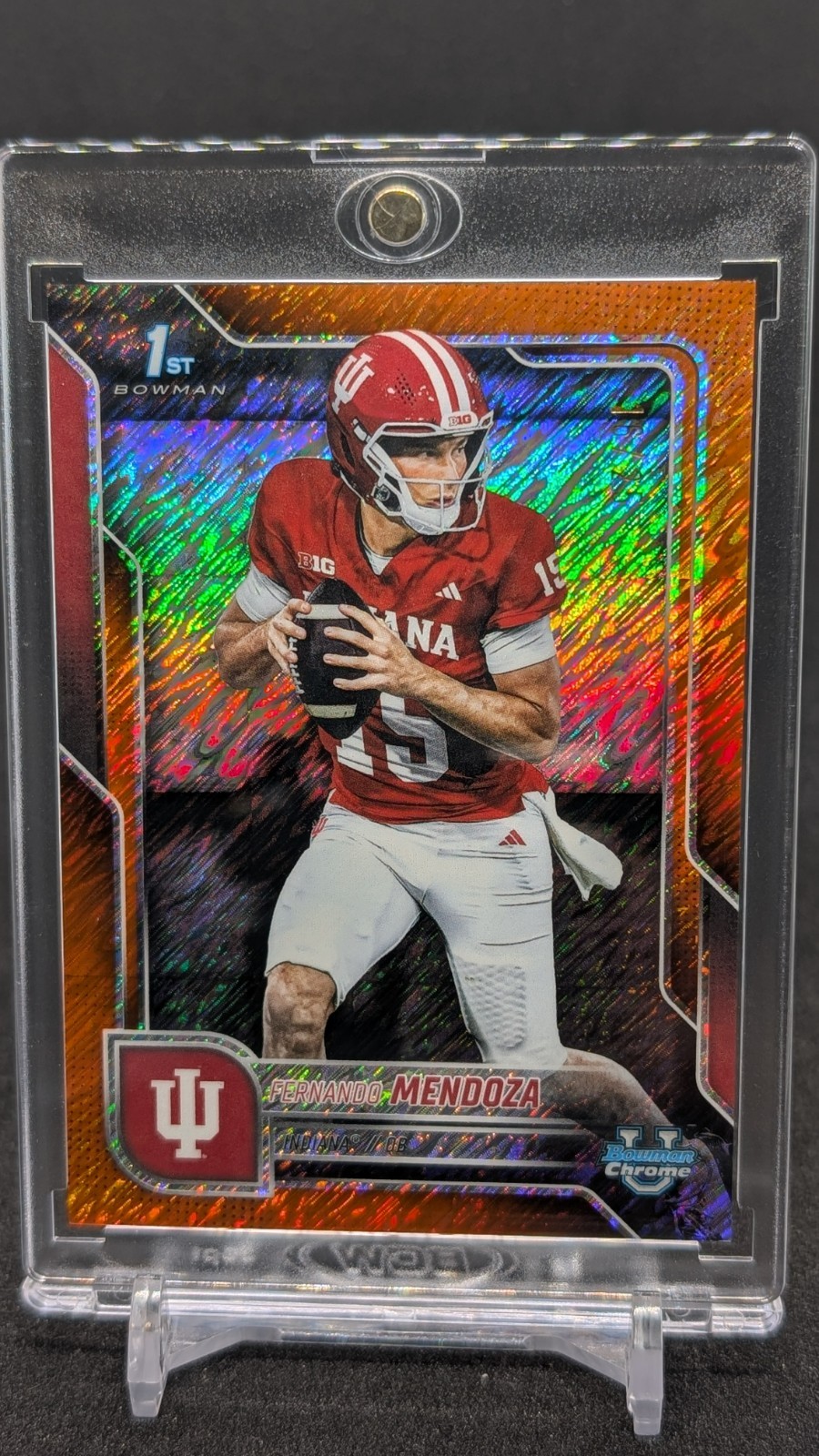 2025 Bowman U Chrome Fernando Mendoza 1st Bowman Orange Shimmer #16/25 Indiana