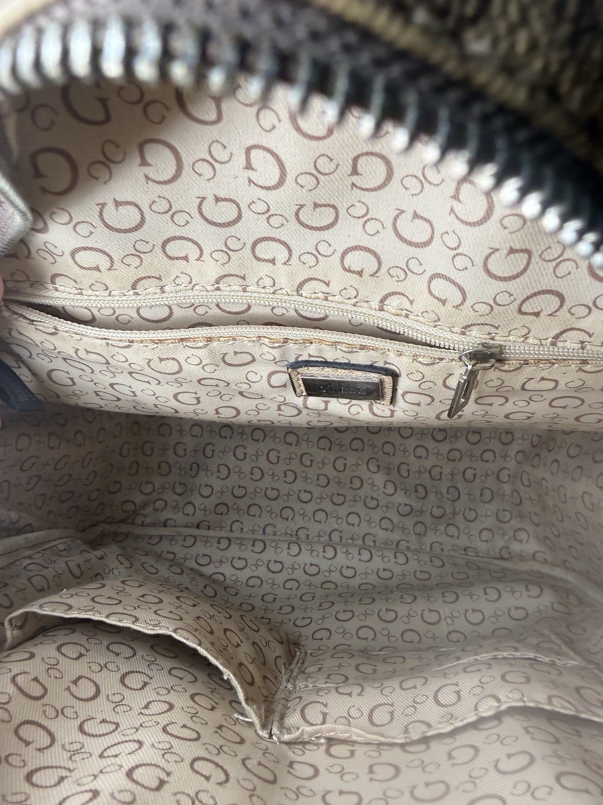 Guess Brown Tan Monogram Pattern Mini Backpack Pu… - image 10