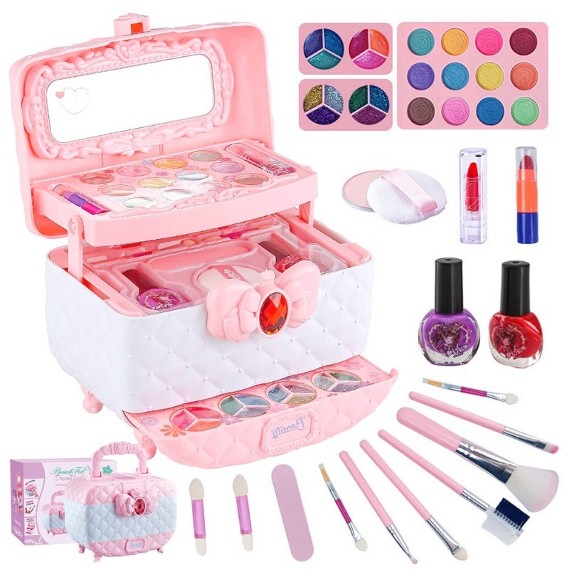 Kit de Maquillaje para Niños 41 Piezas para Niñas Juego de Maquillaje Lavable Juguete con Estuche Real