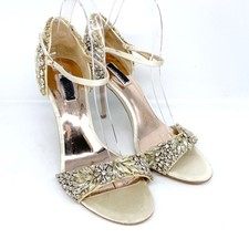 Badgley Mischka Gold Tampa Embellished Heel Evening Shoe Size 9.5