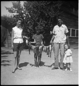 Vintage Oversized Photo Negative Family Fish Catch Stringer Kids Norris Lake