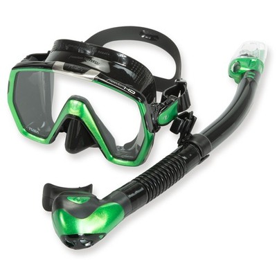 Tusa Schnorchelset Freedom HD schwarz grün - mit Trockenschnorchel