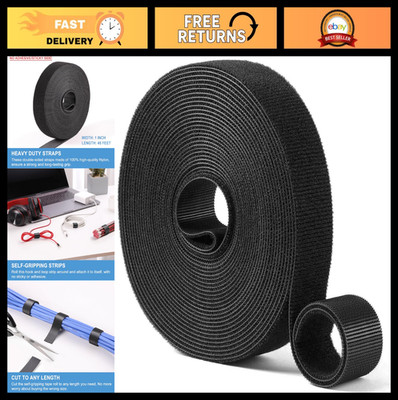 Heavy Duty 1in x 48ft Hook & Loop Straps | Double Sided Self-Gripping Wrap Roll