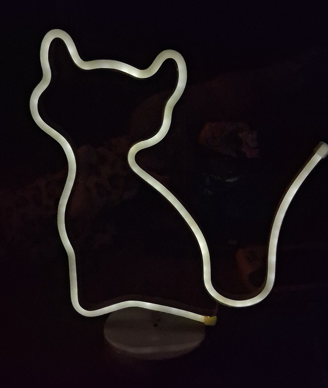 Cat LED Bedroom Light On Stand, Battery Operated By Three AA's
