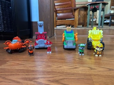4 Paw Patrol pups with their vehicles Excellent Rubble, Marshall, Zuma and Rocky