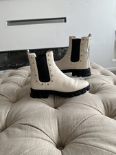 Michael Kors Cream and Black Studded Ankle Boots Size 10M