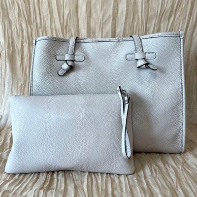 GIANNI CHIARINI Maruchera M Leather Tote Bag Pink Beige Unused Clutch Included
