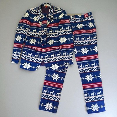 OppoSuits Men s Christmas Suit 36 Reindeer Snowflake Jacket Pants Tie