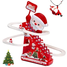 Climbing Stair Slide Toy for , Racing Tack Playset with Music and Light, Chri...