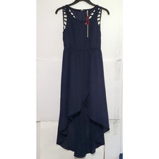 An Event Women's Draped Dress Fairycore Whimsigoth Elegant Navy Blue NWT S