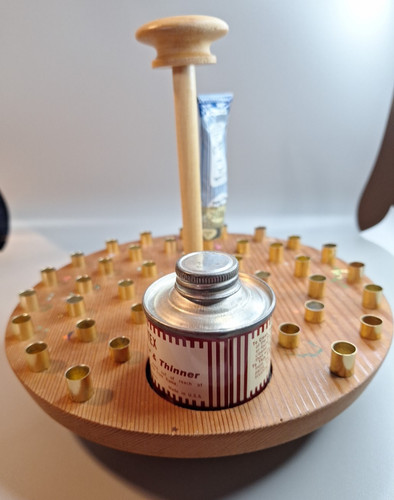 Vtg Artex Wooden Spinning Embroidery Paint Tube Holder Tray Organizer