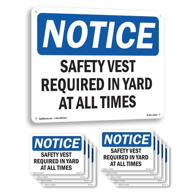 #ad Safety Vest Required In Yard At All Times OSHA Notice Sign Decal 5 or 10 Pack $238.99