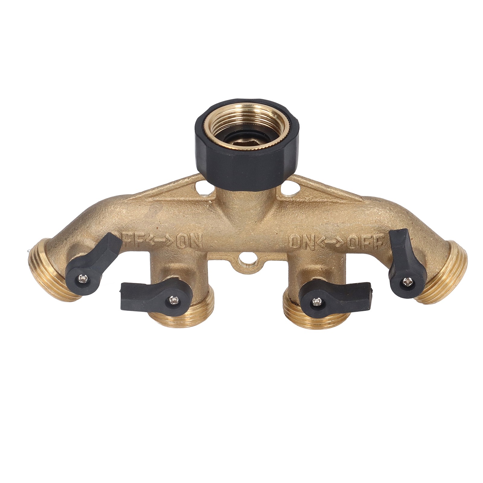 4 Way Hose Faucet Manifold Brass Connector Distributor For Garden Irrigation
